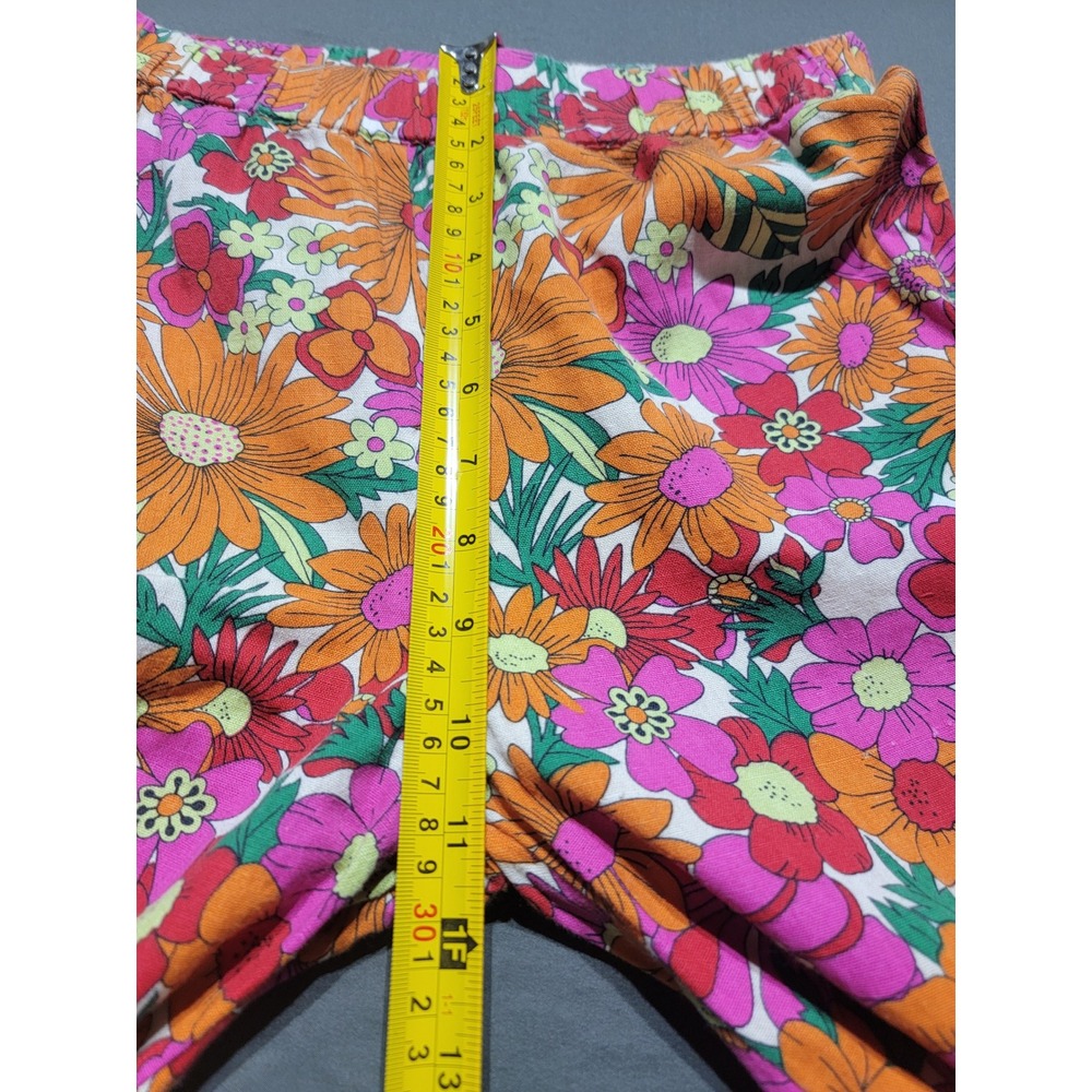 Peaches & Oranges Floral Wide Leg Pants Orange Pink 70s Style XS - Picture 5 of 6